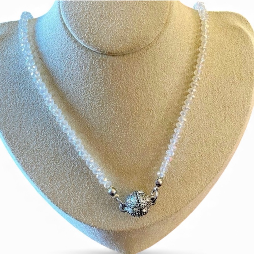 CRYSTAL necklace pendant with magnetic crystal ball closure